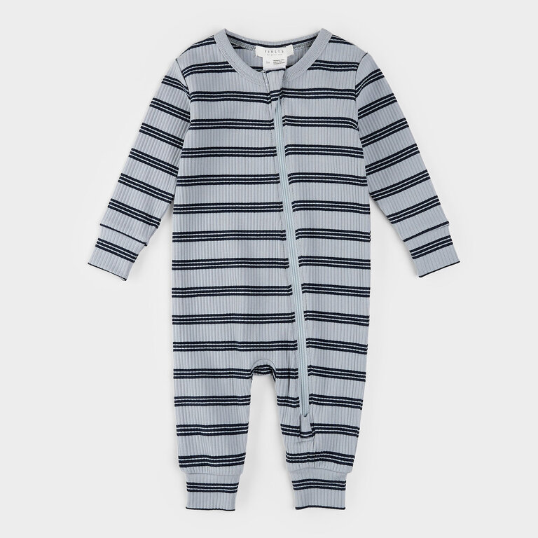 PETIT LEM PYJAMA À PATTES EN MODAL CÔTELÉ - RAYÉ BLEU