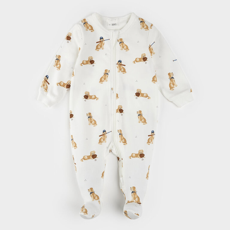 PETIT LEM PYJAMA À PATTES À IMPRIMÉ DE GOLDEN RETRIEVER - BLANC