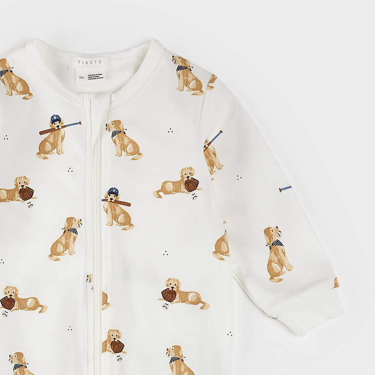 PETIT LEM PYJAMA À PATTES À IMPRIMÉ DE GOLDEN RETRIEVER - BLANC