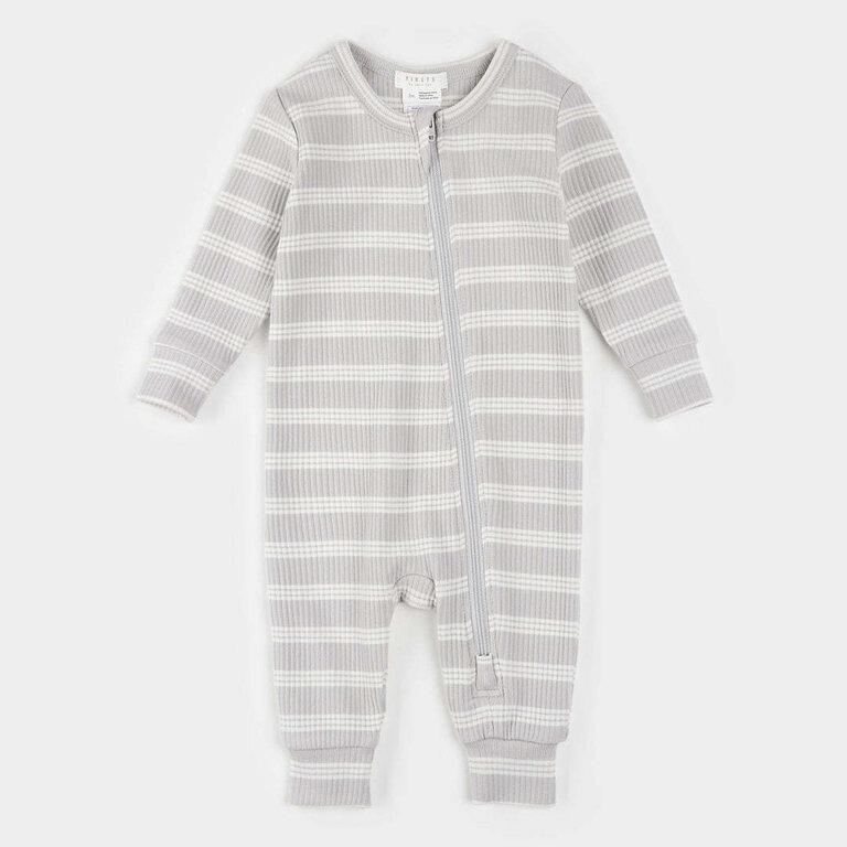 PETIT LEM PYJAMA À PATTES EN MODAL CÔTELÉ - RAYÉ GRIS