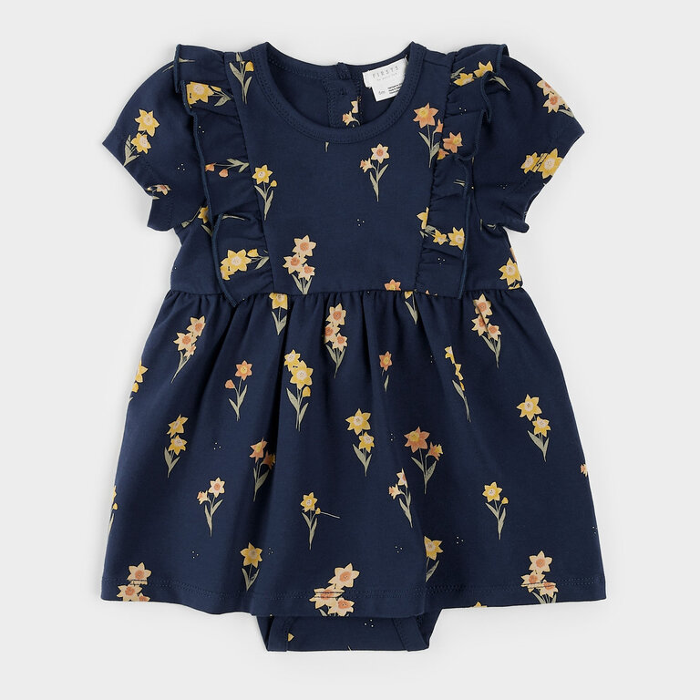 PETIT LEM ROBE CACHE-COUCHE À IMPRIMÉ DE JONQUILLES - MARINE