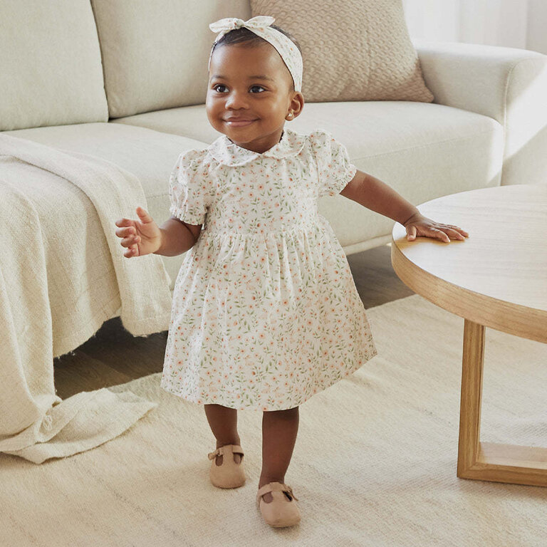 PETIT LEM ENSEMBLE DE ROBE (3 PCS) À IMPRIMÉ DE LAPINS DE PRINTEMPS - IVOIRE