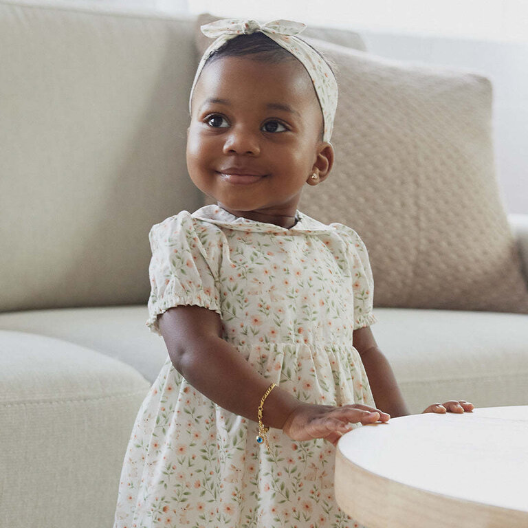 PETIT LEM ENSEMBLE DE ROBE (3 PCS) À IMPRIMÉ DE LAPINS DE PRINTEMPS - IVOIRE