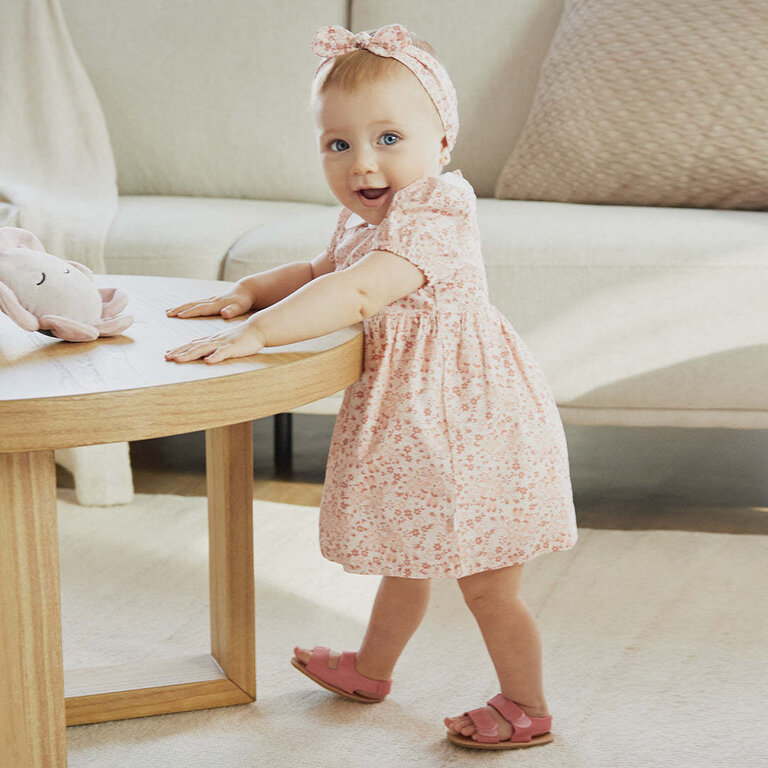 PETIT LEM ENSEMBLE DE ROBE (3 PCS) À IMPRIMÉ DE FLEURS - ROSE