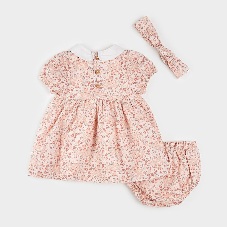 PETIT LEM ENSEMBLE DE ROBE (3 PCS) À IMPRIMÉ DE FLEURS - ROSE