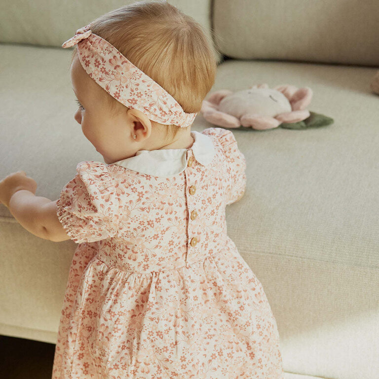 PETIT LEM ENSEMBLE DE ROBE (3 PCS) À IMPRIMÉ DE FLEURS - ROSE