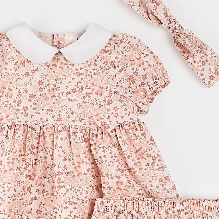 PETIT LEM ENSEMBLE DE ROBE (3 PCS) À IMPRIMÉ DE FLEURS - ROSE