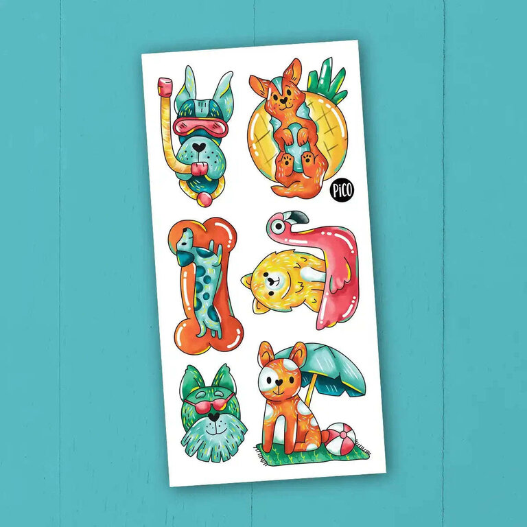 PICO TATOO TATOUAGES TEMPORAIRES - LES CHIENS À LA PLAGE