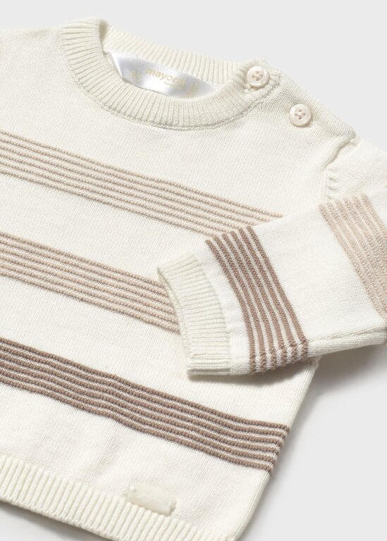 MAYORAL PULL EN TRICOT RAYÉ TRICOLOR - BEIGE