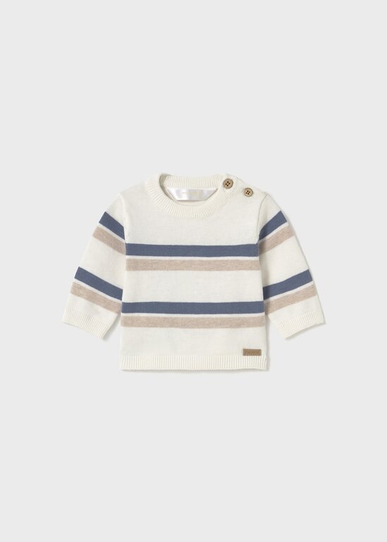 MAYORAL PULL EN TRICOT RAYÉ - BLEU ET BEIGE