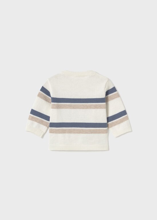 MAYORAL PULL EN TRICOT RAYÉ - BLEU ET BEIGE