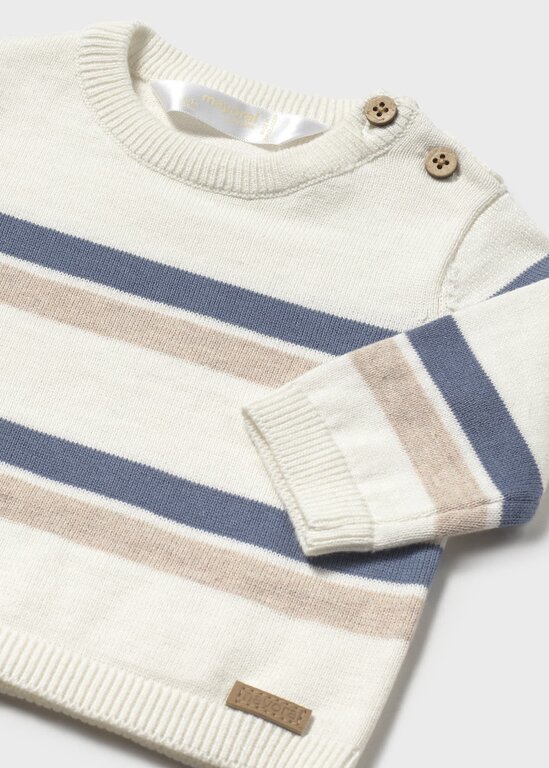 MAYORAL PULL EN TRICOT RAYÉ - BLEU ET BEIGE