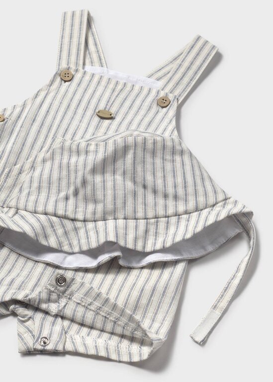 MAYORAL SALOPETTE ET CHAPEAU RAYÉE EN LIN - NATUREL