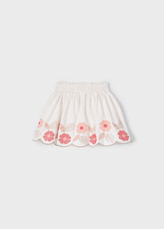 MAYORAL JUPE AVEC BRODERIES DE FLEURS - ÉCRU