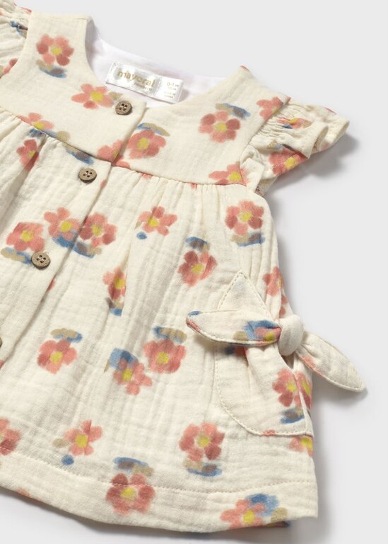 MAYORAL ROBE MOUSSELINE FLEURI - PÊCHE
