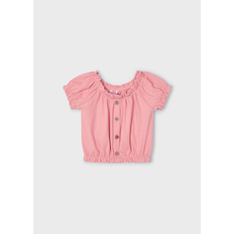 MAYORAL HAUT AVEC BOUTON EN BOIS - SAUMON