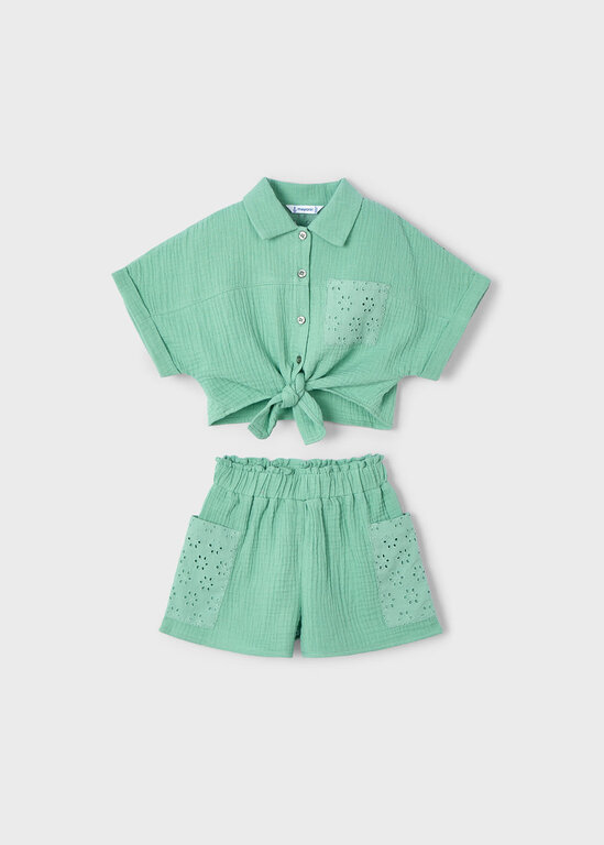 MAYORAL ENSEMBLE EN MOUSSELINE ET CROCHET - MENTHE