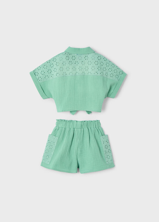 MAYORAL ENSEMBLE EN MOUSSELINE ET CROCHET - MENTHE