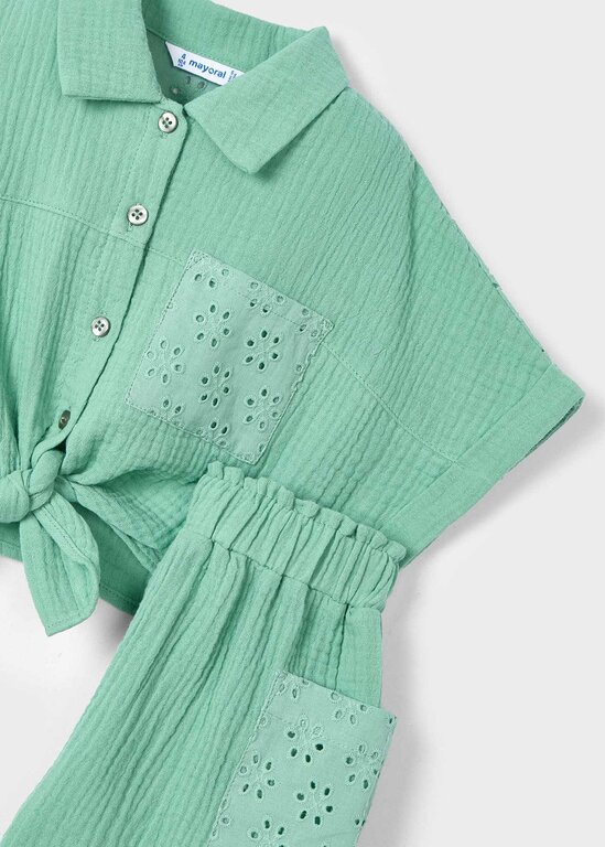 MAYORAL ENSEMBLE EN MOUSSELINE ET CROCHET - MENTHE
