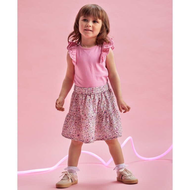 CREAMIE JUPE STRUCTURÉE FLEURI - CRÈME