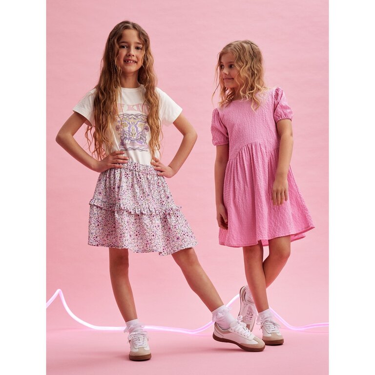 CREAMIE JUPE STRUCTURÉE FLEURI - CRÈME