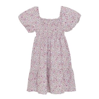 CREAMIE ROBE NID D'ABEILLE FLEURI - CRÈME