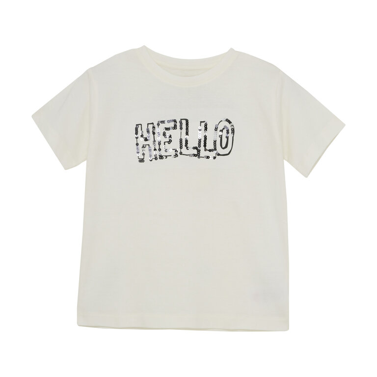 CREAMIE T-SHIRT HELLO À PAILLETTES - BLANC