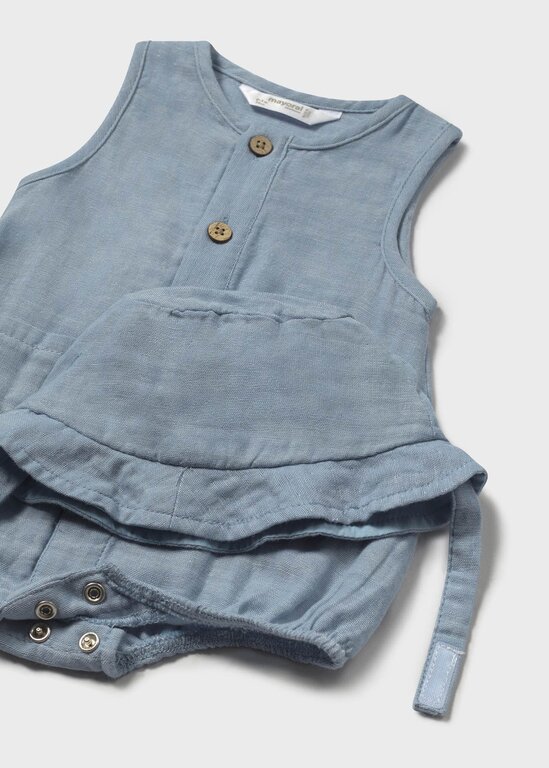 MAYORAL BARBOTEUSE EN CHAMBRAY AVEC BONNET - BLEU