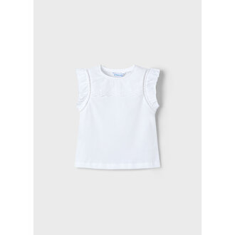 MAYORAL HAUT MANCHES À VOLANTS ET BRODERIES - BLANC