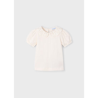 MAYORAL HAUT À COL CLAUDINE EN CROCHET - ÉCRU