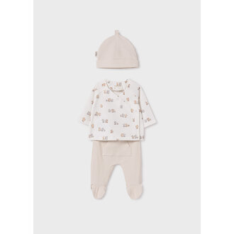 MAYORAL ENSEMBLE DEUX PIÈCES ET BONNET OURSONS - BEIGE