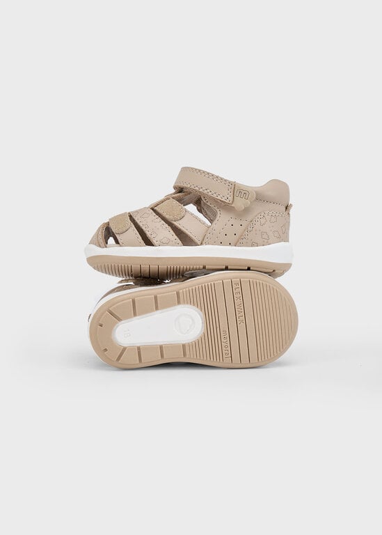SANDALES EN CUIR VÉRITABLE - BEIGE