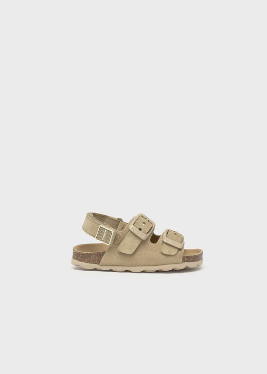 SANDALES EN SUÈDE VÉRITABLE - SABLE