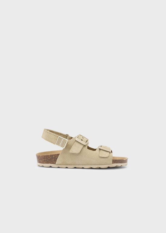 SANDALES EN SUÈDE VÉRITABLE - SABLE