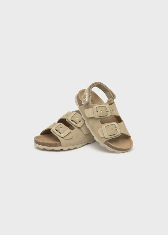 SANDALES EN SUÈDE VÉRITABLE - SABLE