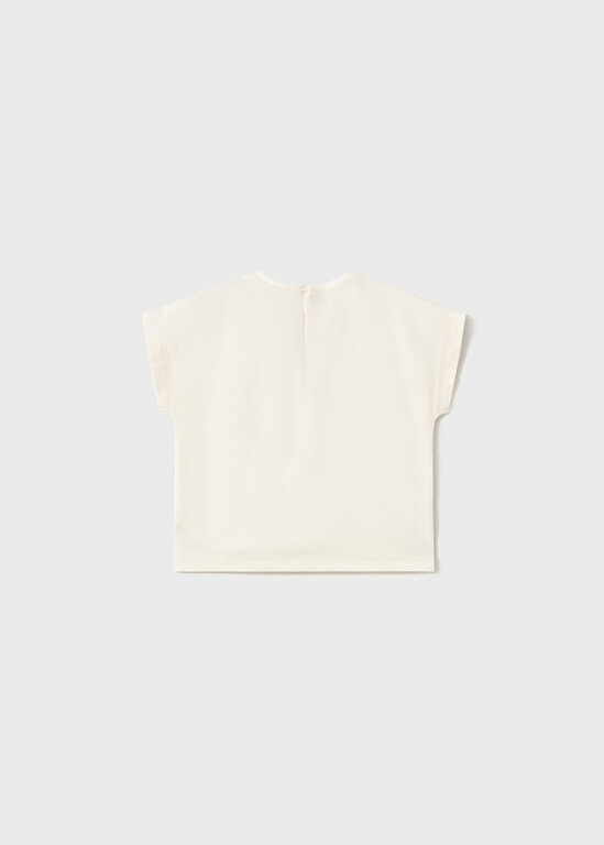 MAYORAL T-SHIRT AVEC APPLIQUÉ AU CROCHET - ÉCRU