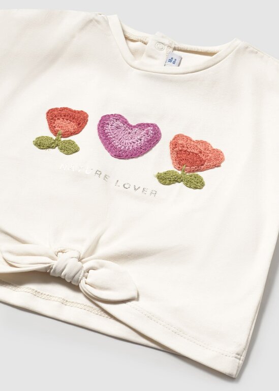 MAYORAL T-SHIRT AVEC APPLIQUÉ AU CROCHET - ÉCRU