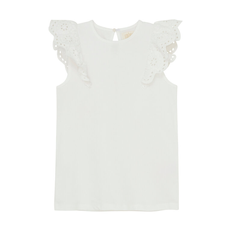 CREAMIE HAUT À VOLANTS EN BRODERIE - BLANC