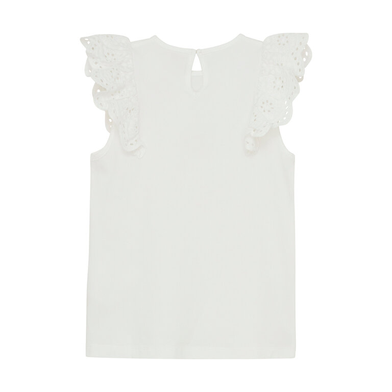 CREAMIE HAUT À VOLANTS EN BRODERIE - BLANC