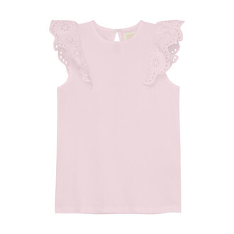 CREAMIE HAUT À VOLANTS EN BRODERIE - ROSE