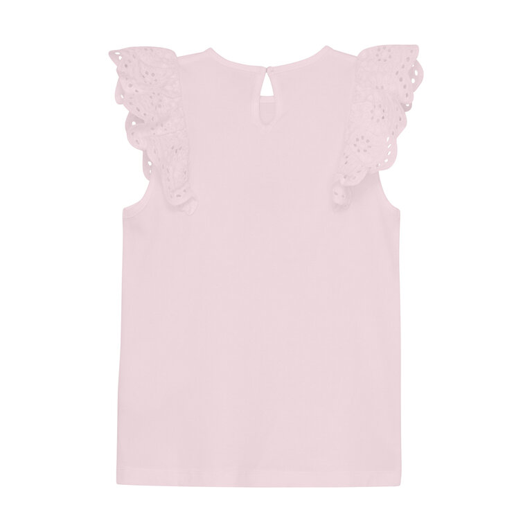 CREAMIE HAUT À VOLANTS EN BRODERIE - ROSE