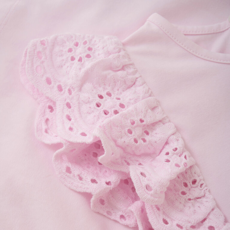 CREAMIE HAUT À VOLANTS EN BRODERIE - ROSE