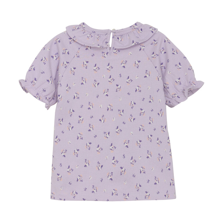 CREAMIE T-SHIRT EN CRÊPE AVEC COL - FLEURI LILAS