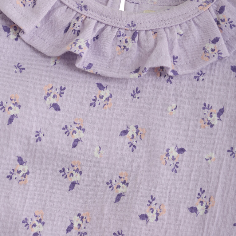 CREAMIE T-SHIRT EN CRÊPE AVEC COL - FLEURI LILAS