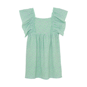 CREAMIE ROBE À VOLANTS - FLEURI MENTHE