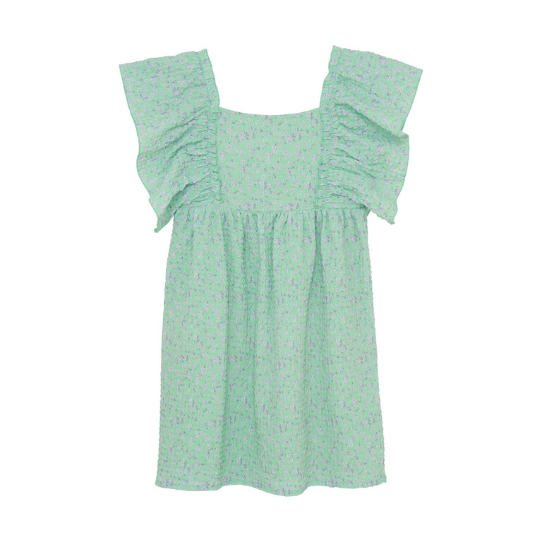 CREAMIE ROBE À VOLANTS - FLEURI MENTHE