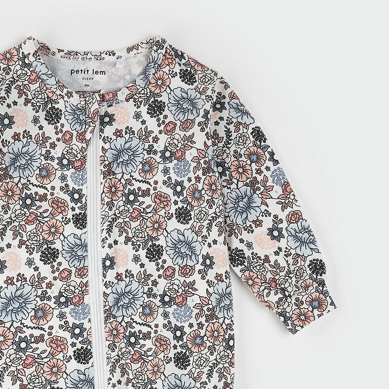 PETIT LEM PYJAMA À PATTES IMPRIMÉ FLEURS VINTAGE - ROSE