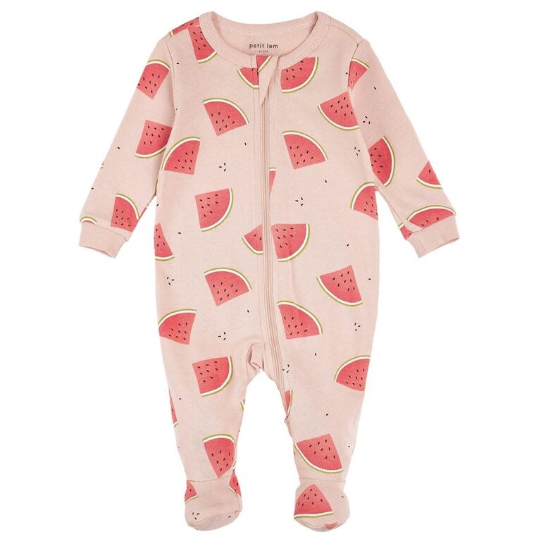 PETIT LEM PYJAMA À PATTES À IMPRIMÉ DE MELON D'EAU - ROSE