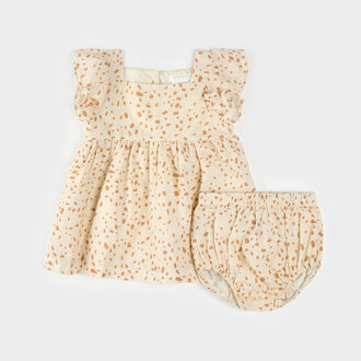 PETIT LEM ROBE ET CULOTTE À IMPRIMÉ GIRAFE - BEIGE