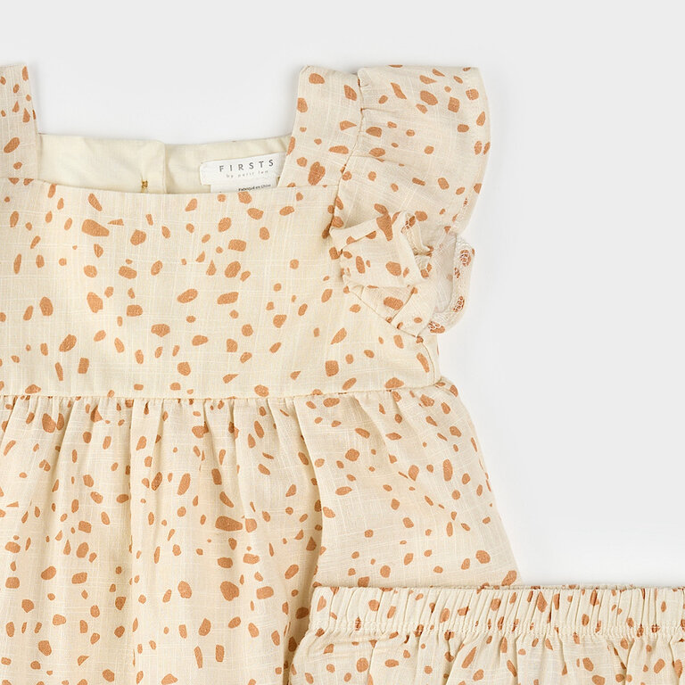 PETIT LEM ROBE ET CULOTTE À IMPRIMÉ GIRAFE - BEIGE